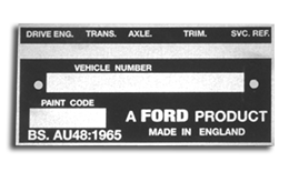 Ford Cortina Mk2 Chassis Plate